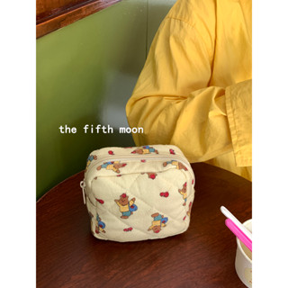 學生錢包 錢包女 中夾 thefifthmoon可愛卡通小熊絎縫棉質零錢包口紅包耳機包收納包