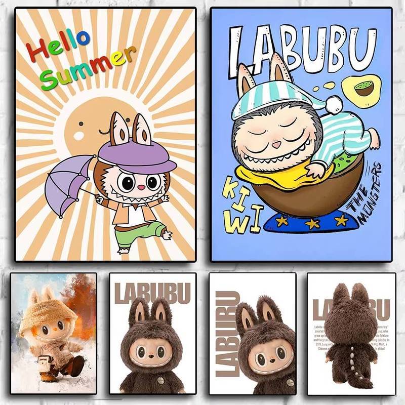 可愛的拉布兒童卡通兔子人物 Artwo 海報無框帆布繪畫家居裝飾現代牆藝術拉布情人