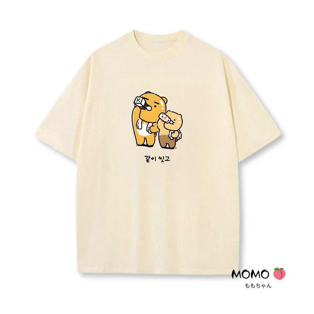 【MOMO】100%純棉短袖 桃子 KAKAO FRIENDS周邊 萊恩 Ryan 屁桃衣服 oversize 韓版顯瘦