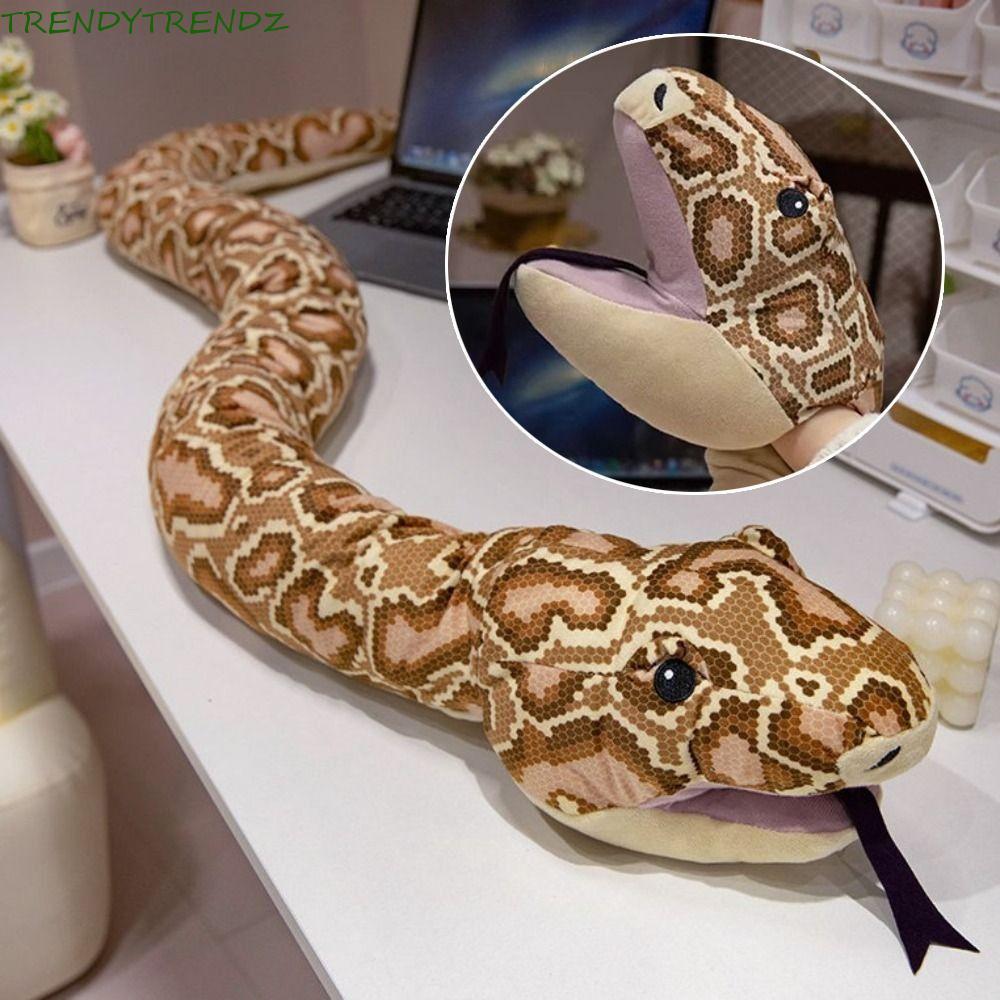 TRENDYTRENDZ 巨型蛇毛絨玩具,仿真填充蛇娃娃,眼鏡蛇搞笑長款帶手套動物手偶玩具兒童男孩