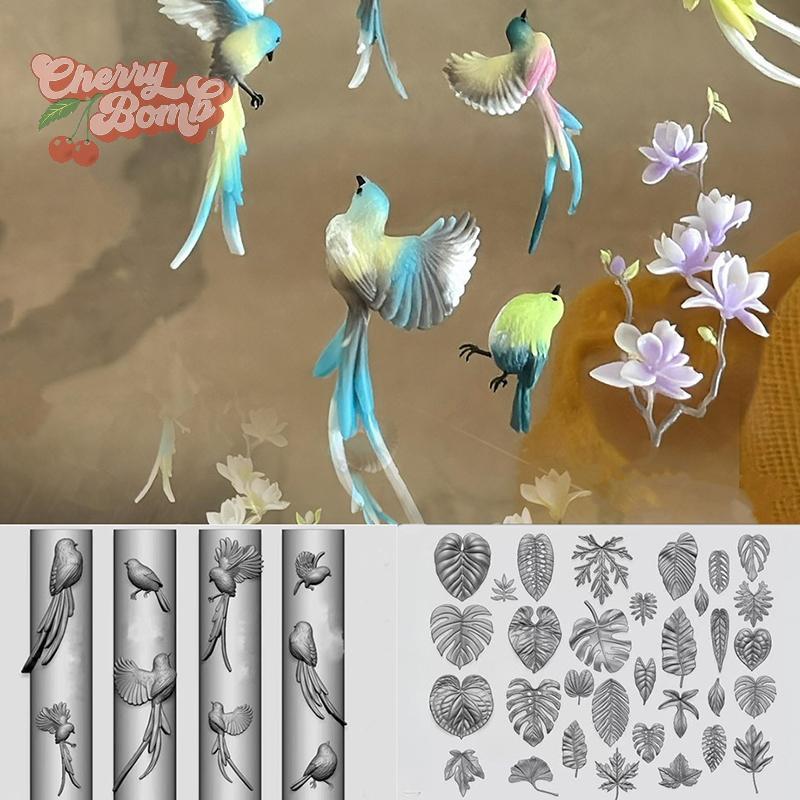 【櫻桃炸彈】3D矽膠美甲模具絲帶蝴蝶結蕾絲裙芭蕾舞鞋葉鳥設計工具DIY透明雕刻模板美甲裝飾新款