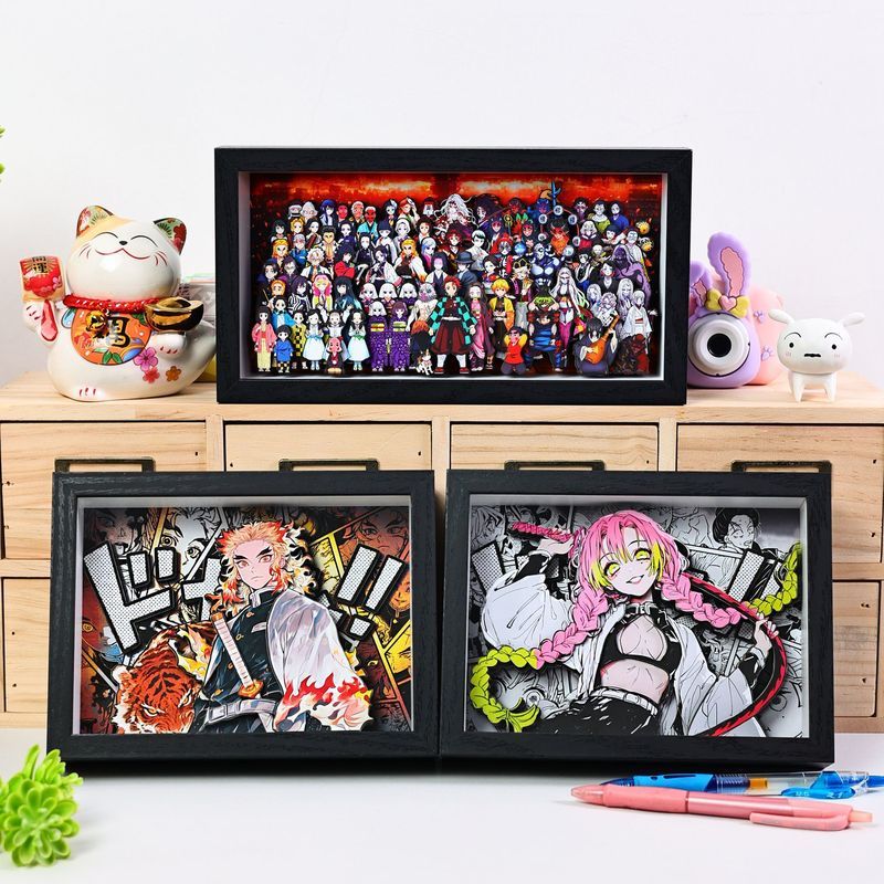 桃園有貨🎀鬼滅之刃全家福炭治郎杏壽郎動漫周邊手辦立體畫擺件模玩手工禮物