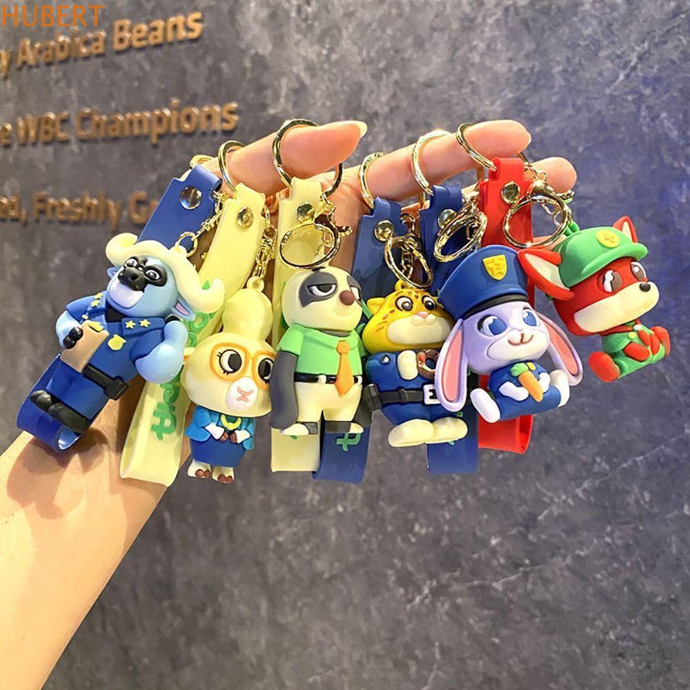 HUBERT 2 件尼克朱迪鑰匙扣,卡通矽膠動漫瘋狂尼克鑰匙扣,卡通尼克朱迪 Zootropolis 可愛朱迪尼克汽車鑰