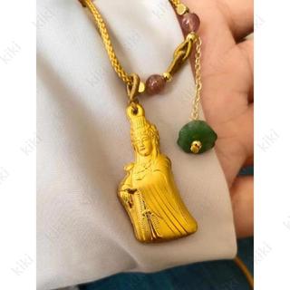 kiki~古法黃銅鍍金平安媽祖吊墜項墜關公項墜觀音平安扣好運項鍊爆款