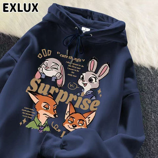 台灣現貨 美式卡通帽t 韓國帽t 情侶大學t 帽t女 瘋狂動物城衣服大學帽t oversize 內刷毛 大尺碼女裝 帽t