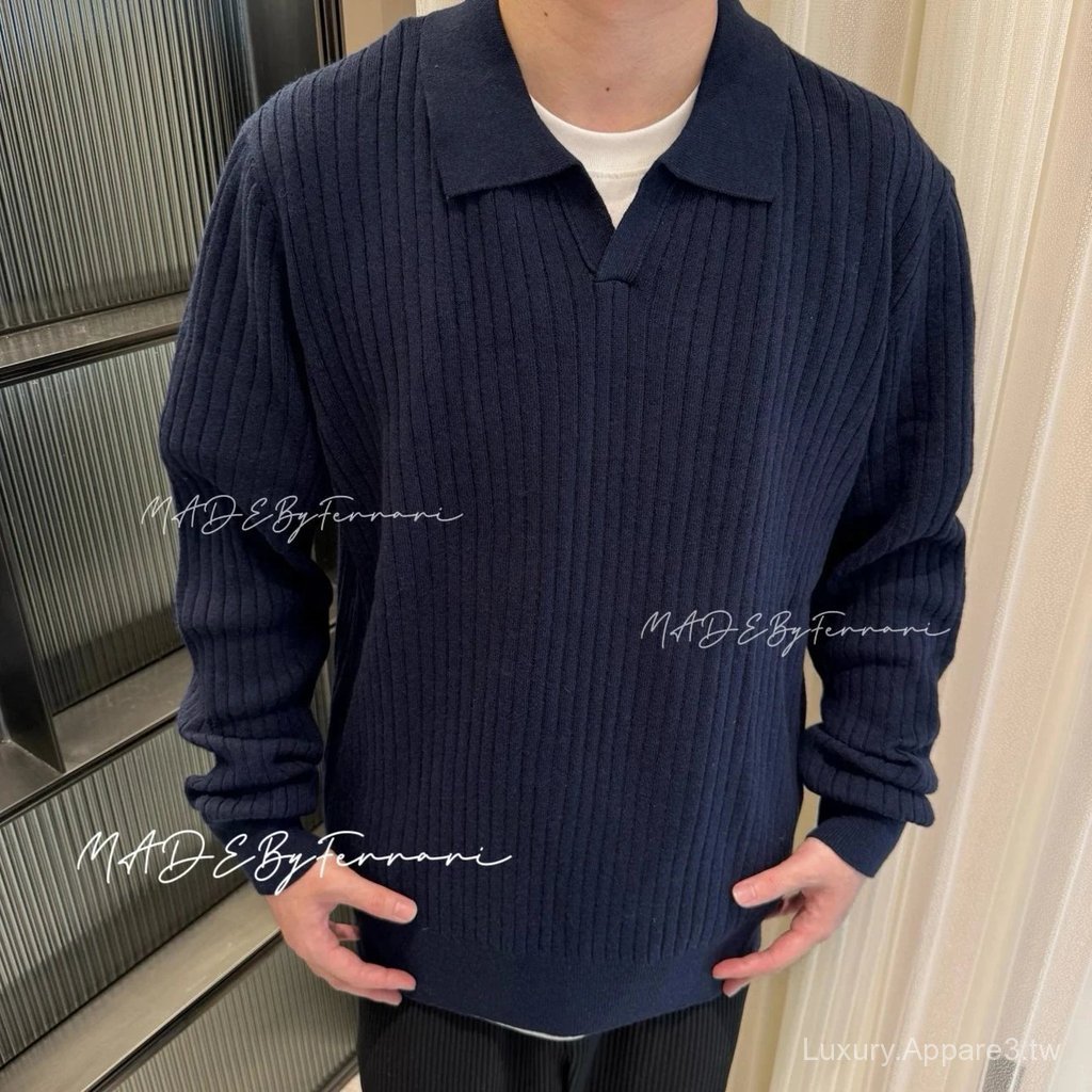 【1:1】 FW25秋冬新款LP國王的禮物Lexington系列海鷗領羊毛混紡坑條長袖套頭polo針織衫男女同款毛衣