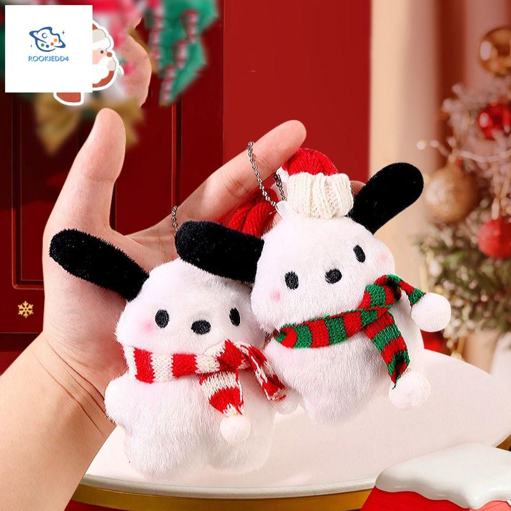 ROOKIEDD4 Pochacco 娃娃包挂件,動物毛絨玩具護目鏡 Pochacco 毛絨玩具,可愛的包掛飾小狗掛飾卡