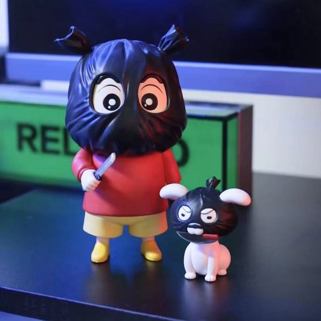 新品現貨蠟筆小新 Q版 蒙面小新小白 打劫姿勢 機箱桌面公仔擺件 盒裝手辦20251202