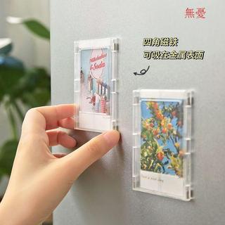 【臺灣熱銷】ins風小3寸磁吸相框拍立得MINI相紙冰箱貼辦公室廚房情侶鏤空擺件
