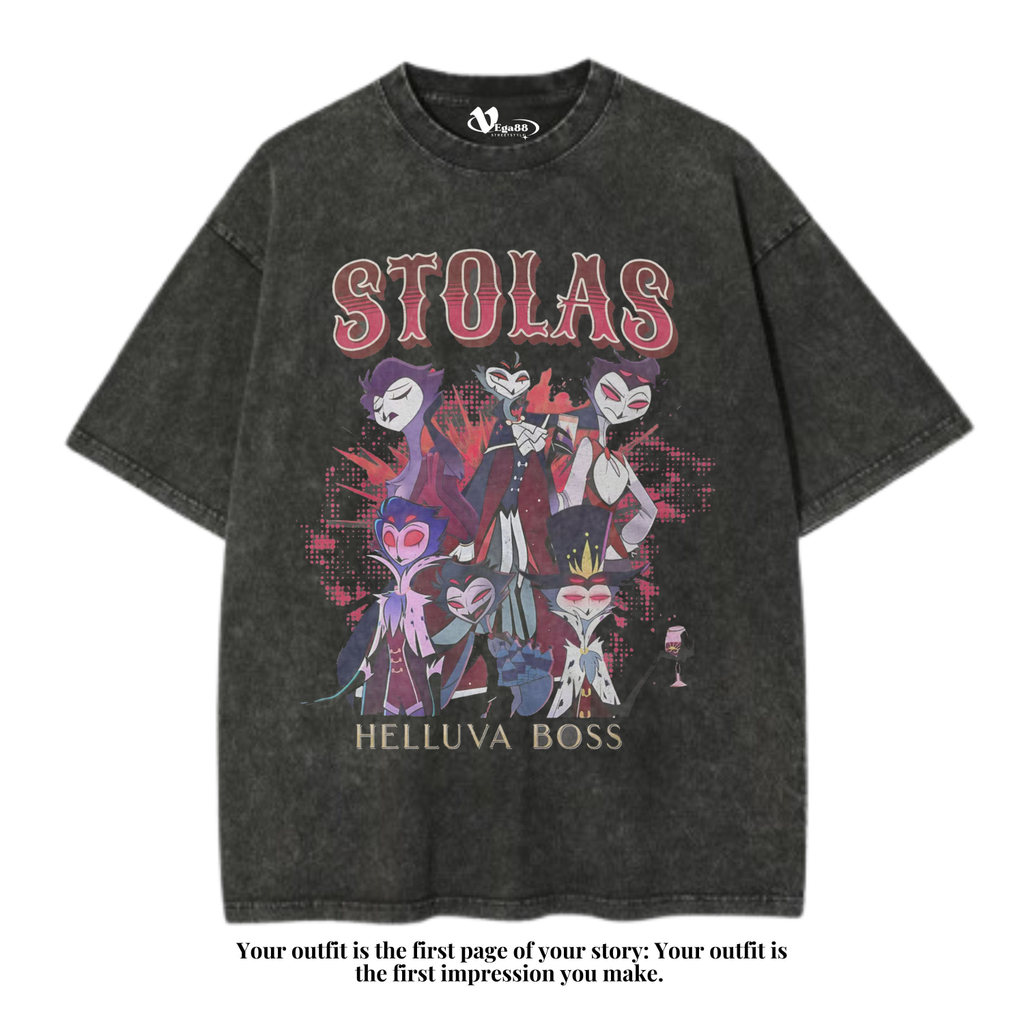VEGA88 stolas helluva boss 超大 T 恤超大 T 恤水洗復古 T 恤