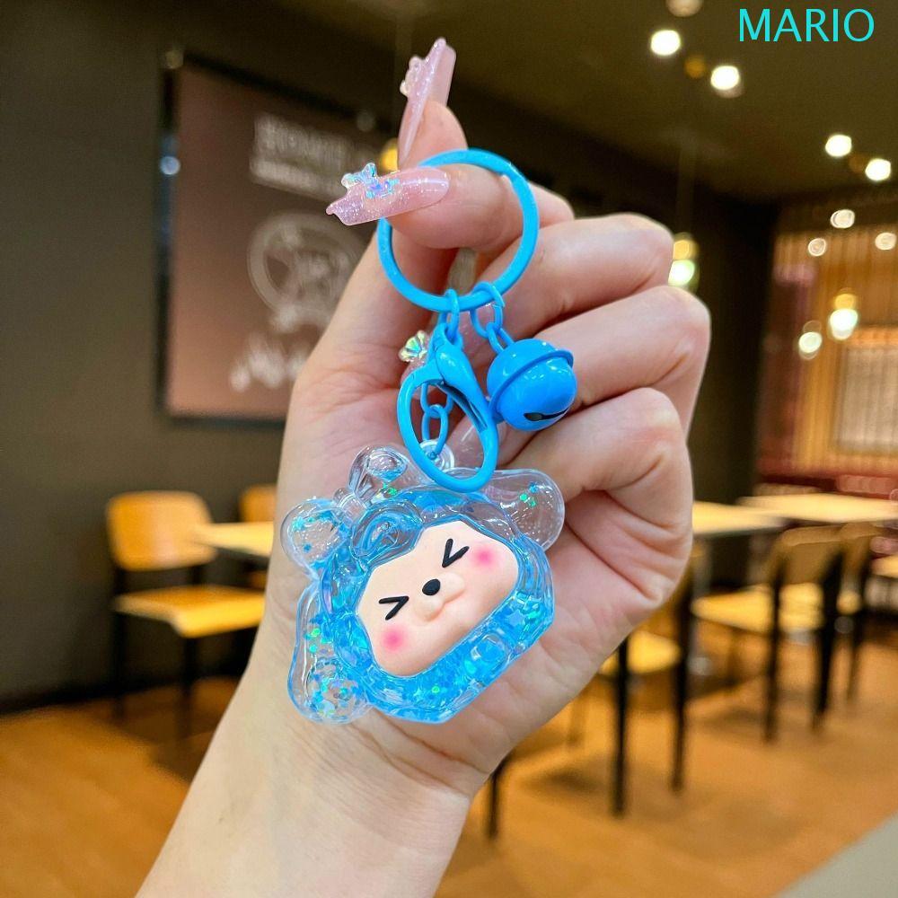 MARIO 綿羊公仔挂件流動透明糖果色奇奇娃娃卡通夜光迷你閃亮流沙瓶掛飾包掛飾