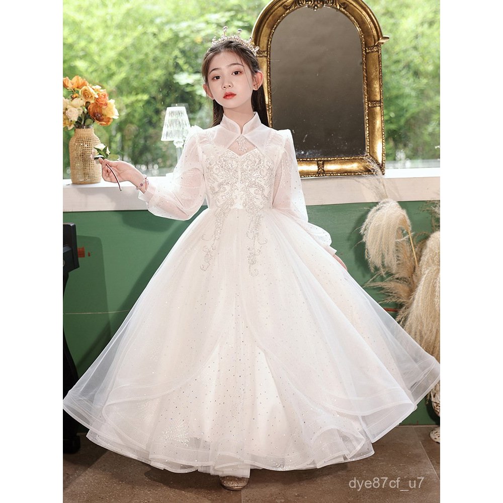 喵咪咪童裝【免運+全店促銷】公主裙女童高端禮服花童婚禮小女孩禮服兒童主持人鋼琴演奏演出服