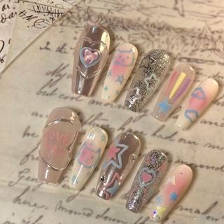 💕加一新創作😍金屬小貓暈染手工穿戴甲穿戴甲