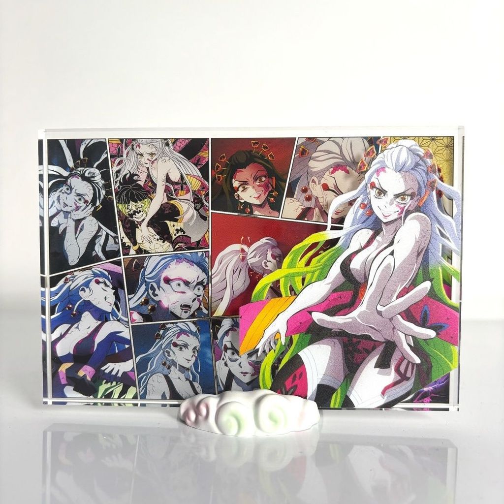 【潮玩精品擺件】墮姬水晶磚鬼滅之刃妓夫太郎墮姬亞克力精美卡磚周邊立牌擺件禮物