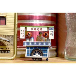 Tiny微影1/35臺灣車仔檔場景小攤販珍珠奶茶合金微縮模擬模型擺件