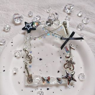 臺灣出貨💚 【卡磚成品】ins音符星星水晶千禧diy追星少女ins風蝴蝶卡磚愛心 卡套吊飾 小卡卡套 拍立得小卡卡套