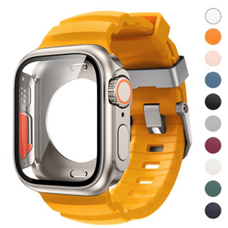 更換 Ultra PC 錶殼矽膠錶帶相容 Apple Watch 11 10 46mm Series 9 8 7 45m