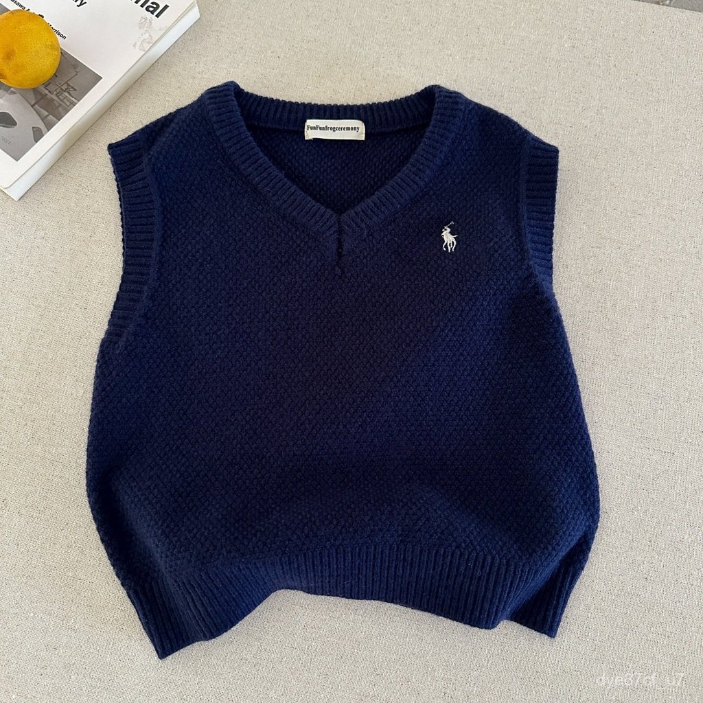 喵咪咪童裝【免運+全店促銷】兒童套頭馬甲春秋新款男女童純色毛衣外搭寶寶洋氣針織衫馬甲