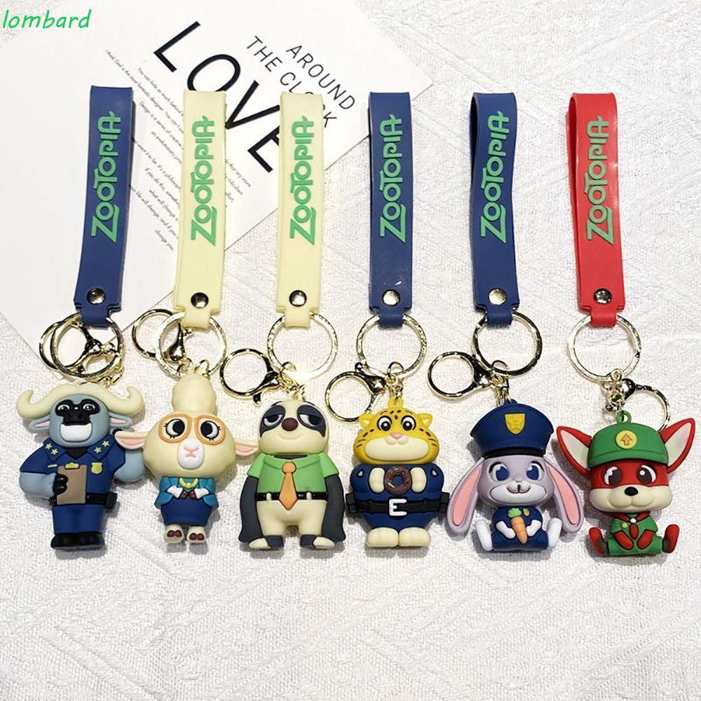 LOMBARD 2 件尼克朱迪鑰匙扣,卡通矽膠動漫瘋狂尼克鑰匙扣,動漫 Zootropolis 可愛尼克朱迪朱迪尼克汽車