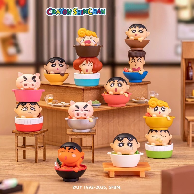 正版現貨）盒玩 蠟筆小新 拉麵系列疊疊樂 蠟筆小新 MINI 盲盒 盒抽 一中盒12入 盲袋