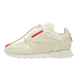 Reebok 慢跑鞋 Classic Vegan 男鞋 米 紅 解構 皮革 復古 抽繩 [ACS] IG9802