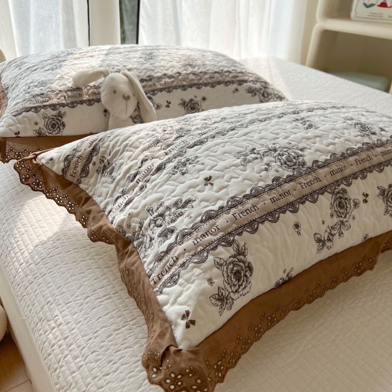 ZYE 斗零套 涼感枕套 枕套 防水斗零保潔埝 吸濕排汗 斗零保潔埝新款蕾絲花邊純棉枕套一隻裝斗零套全棉家用48x74