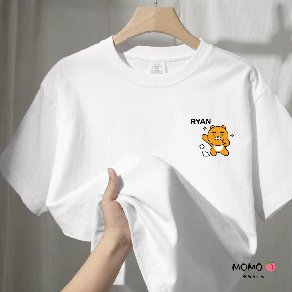 【MOMO】100%純棉短袖 桃子 KAKAO FRIENDS周邊 萊恩 屁桃 情侶短袖 oversize 寬版t