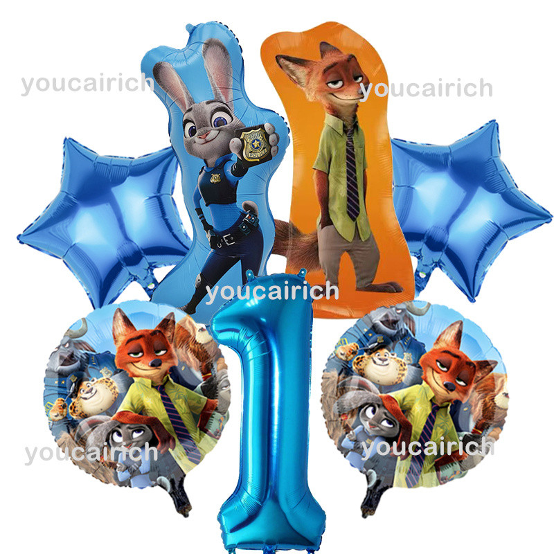電影Zootopia 2 瘋狂動物城2 朱迪尼克蓋瑞鋁膜氣球帶數字套裝兒童生日裝飾