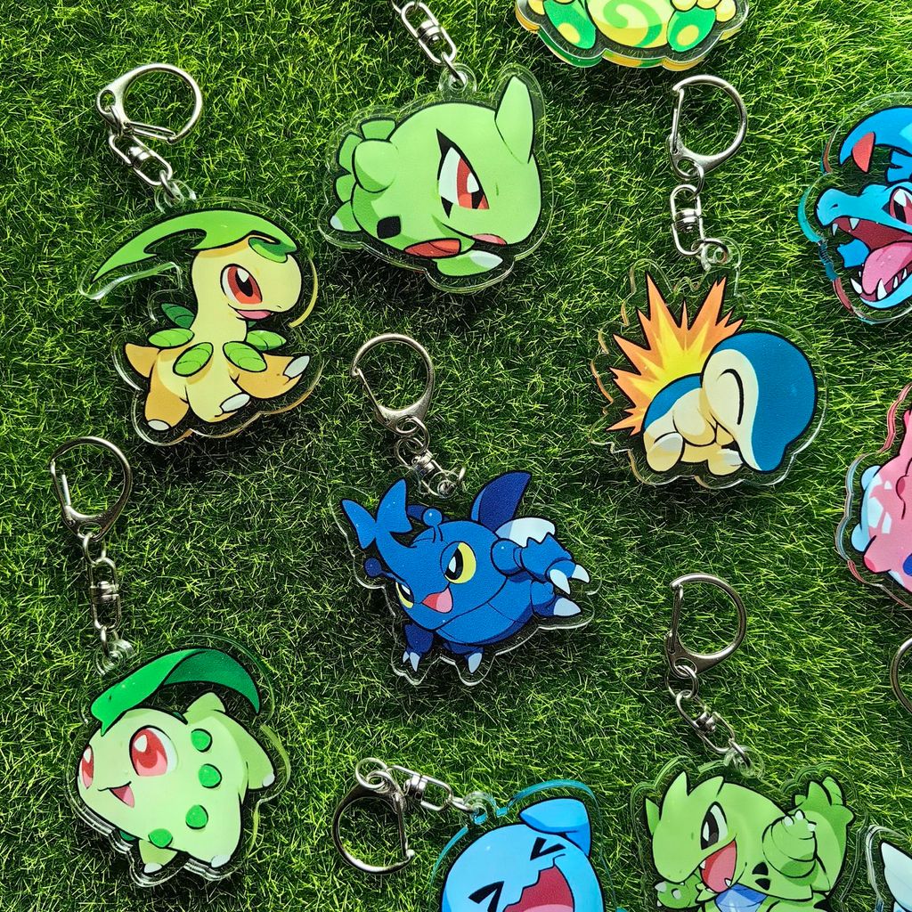 48H出貨🚚亞克力雙層鑰匙扣精靈寶可夢神奇寶貝口袋妖怪洛奇亞鳳王菊草葉椰耶耶耶