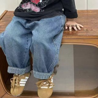 Mimo⭐兒童秋季牛仔褲男童女童褲子超軟寬鬆春秋款條紋