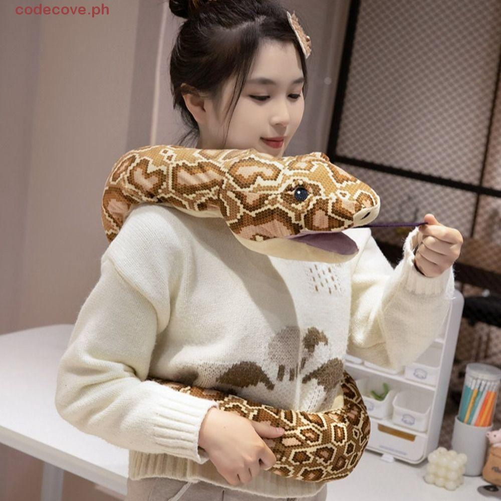 裝飾​ 填充蛇娃娃,模擬巨型蛇毛絨玩具,眼鏡蛇家居裝飾帶手套有趣的動物手偶玩俱生日