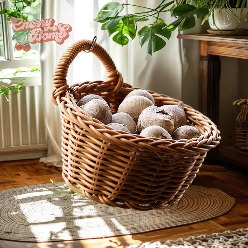 【櫻桃炸彈】壁掛籃波西米亞風手工編織掛式收納籃廚房薑蒜蔥蛋水果收納盒新款