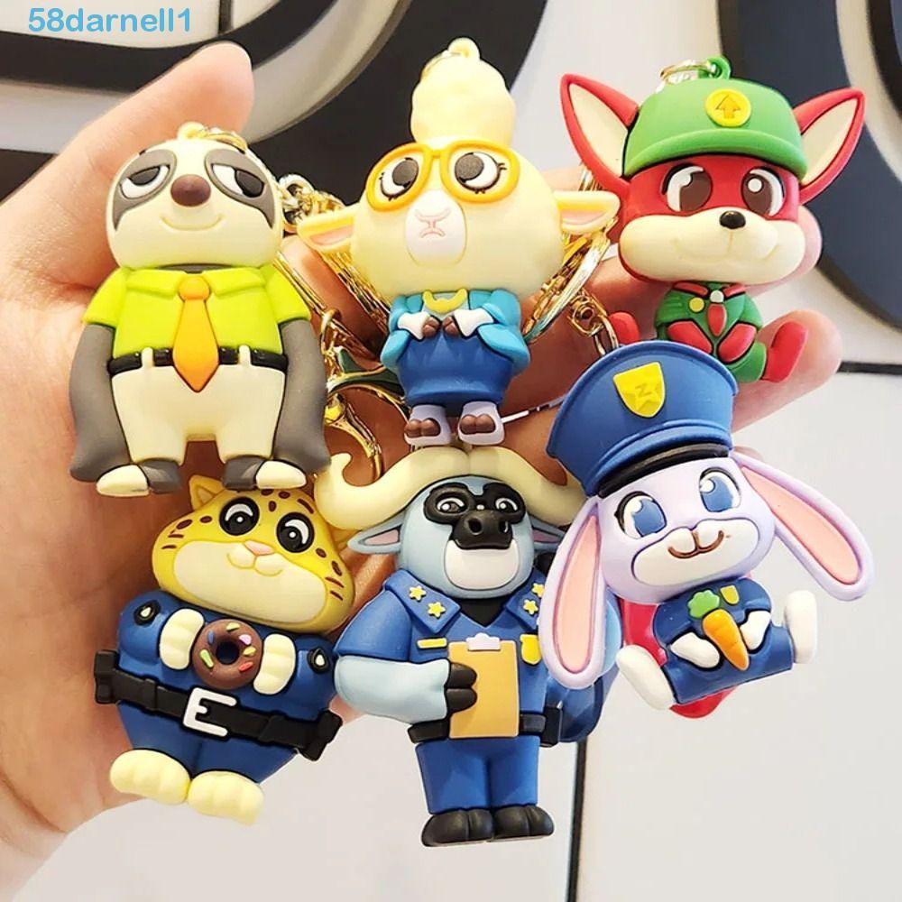 DARNELL2件尼克朱迪鑰匙鏈,尼克朱迪卡通動漫瘋狂尼克鑰匙扣,佐特羅波利斯可愛的朱迪·尼克汽車鑰匙扣