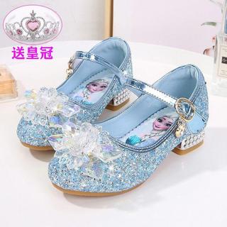 【臺灣-出貨】女童愛莎公主鞋春秋軟底兒童冰雪奇緣高跟水晶鞋單鞋走秀表演皮鞋BIOM