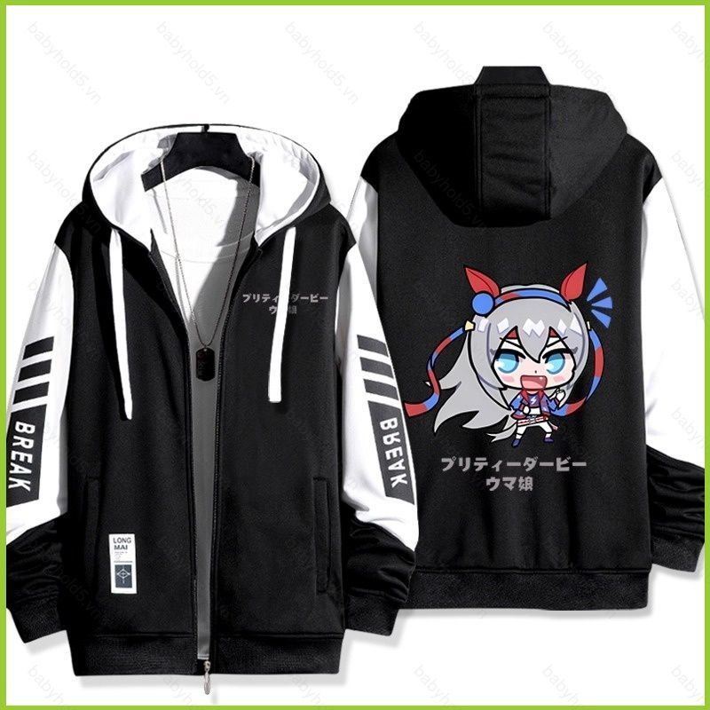 BH5 Umamusume Pretty Derby Silence Suzuka 動漫拉鍊連帽衫外套夾克男女通用上衣 