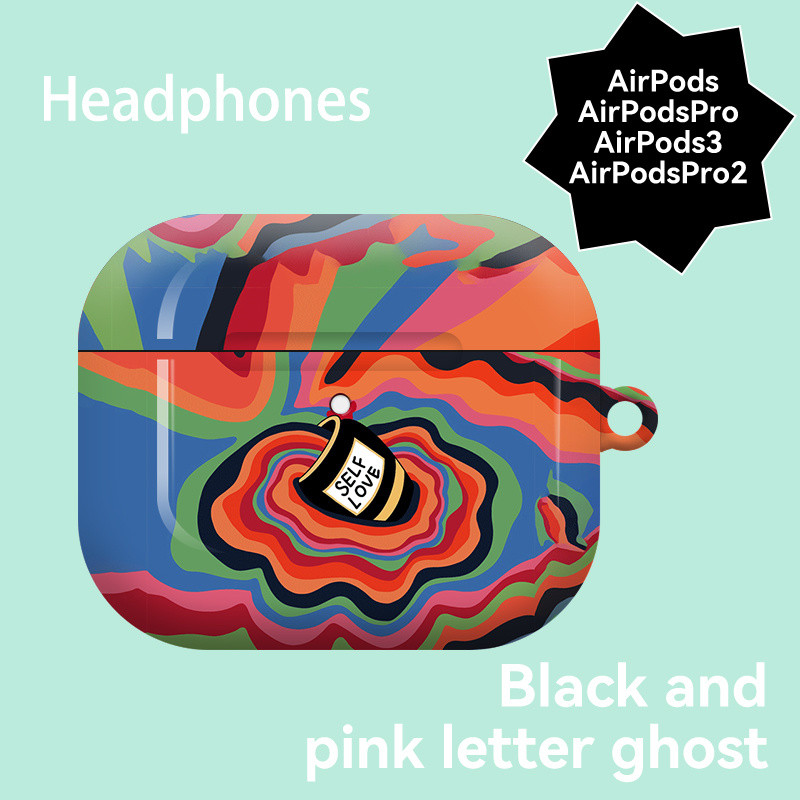 四葉草🍀好品質色彩視覺漩渦蘋果耳機套airpodspro2藍牙pro3代4代菲林耳機殻硬殻 N4TT