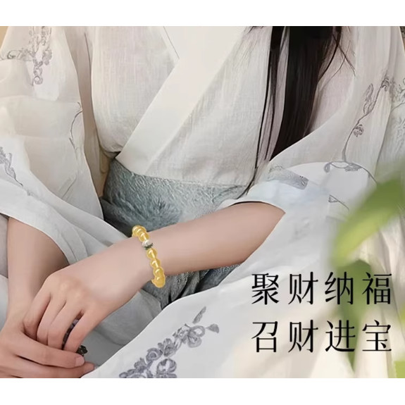 正品天然黃水晶手串女士招財轉運珠綠幽靈佛珠手鍊男事業飾品禮物--直播間專拍鏈接