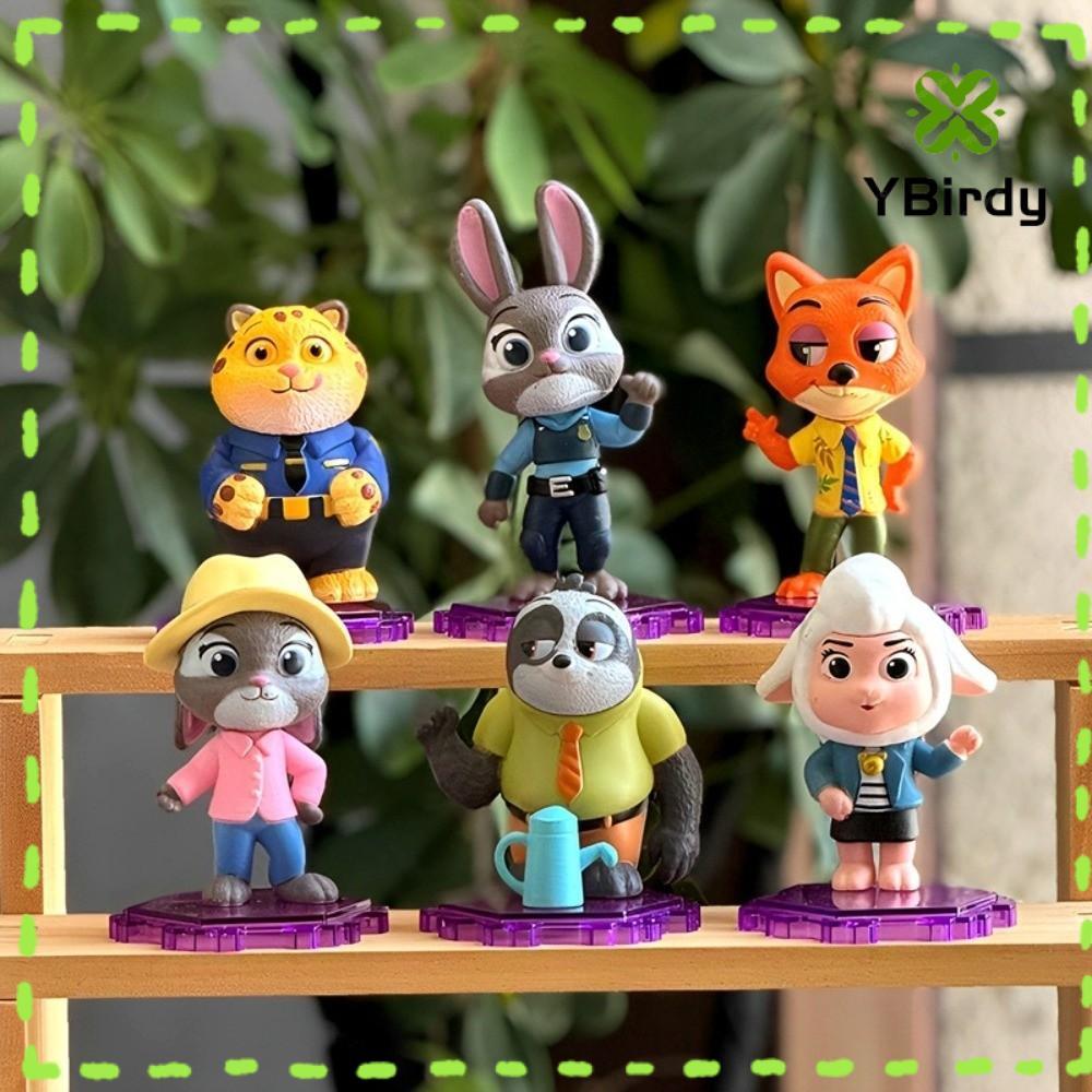 YRBWDYZDH 迪士尼 Zootopia Box、朱迪和尼克 PVC Zootopia 兔子朱迪、尼克可動人偶玩具迷