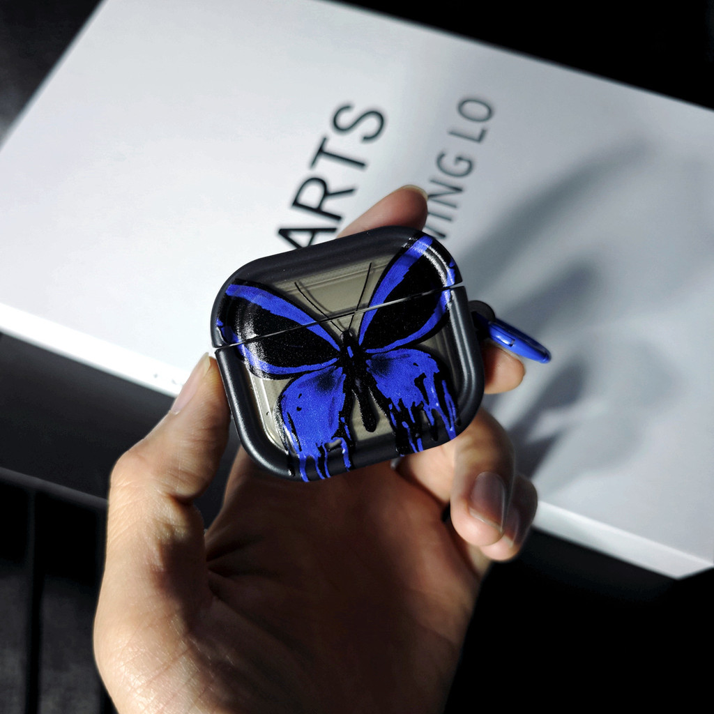四葉草🍀韓係ins高級藍蝴蝶適用蘋果airpods4耳機保護殻新款airpodspro2代 XSOE