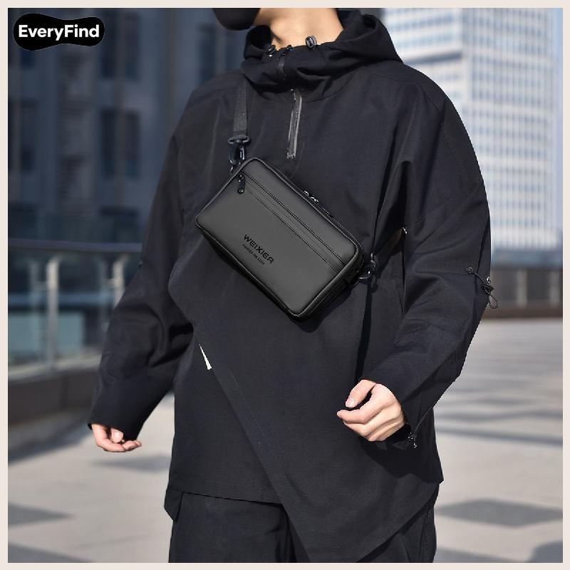 【EveryFind】现货 高級感胸前包 防潑抗磨 戶外斜挎包 大容量包包 郵差包 戶外運動包 出國旅行挎包 皮質包包