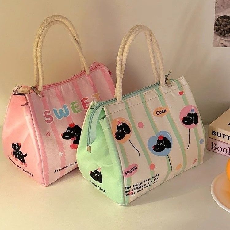 🔥店長推薦🔥卡通飯盒保溫袋學生上班族早午餐帶飯大容量加厚鋁箔手提便當袋