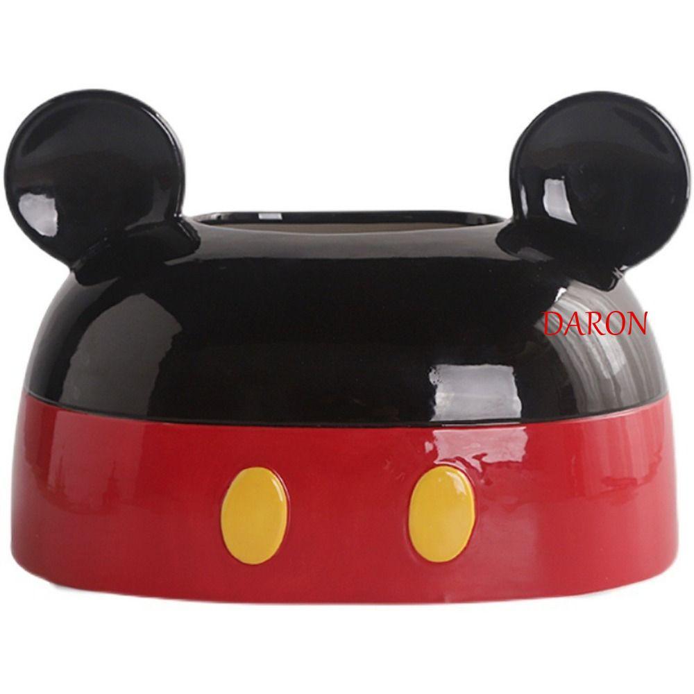 DARON 米老鼠收納盒、裝飾模型玩具米老鼠紙巾盒、餐巾紙收納盒收藏品乙烯基大耳朵米奇擺件裝飾傢居裝飾品