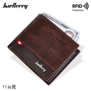 【Muki·木幾】新款錢包男士短款baellerry跨境RFID撞色復古卡夾拉鍊袋商務錢夾