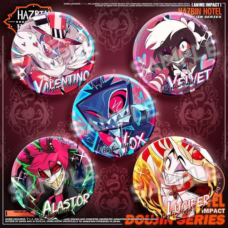 Hazbin Hotel🎁地獄旅館 地獄客棧 阿拉斯托 夏莉 地獄客棧動漫周邊阿拉斯托沃克斯學生禮物日谷底徽章吧唧