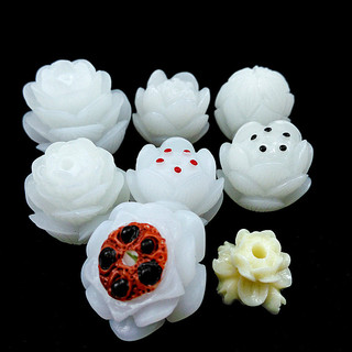 新款仿白玉菩提蓮花 diy吊墜女款白玉蓮花玉墜吊墜樹脂飾品藕片 CO7Z