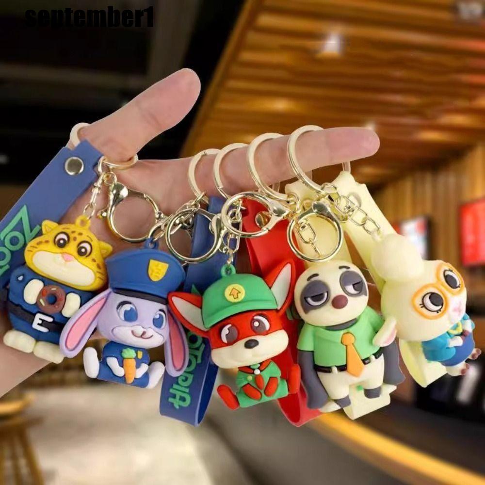 SEPTEMBER2件動漫瘋狂尼克鑰匙扣,有機硅尼克朱迪尼克朱迪鑰匙鏈,卡通可愛的朱迪·尼克汽車鑰匙扣