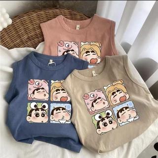 Mimo⭐兒童背心卡通夏季女童印花背心蠟筆小新上衣洋氣
