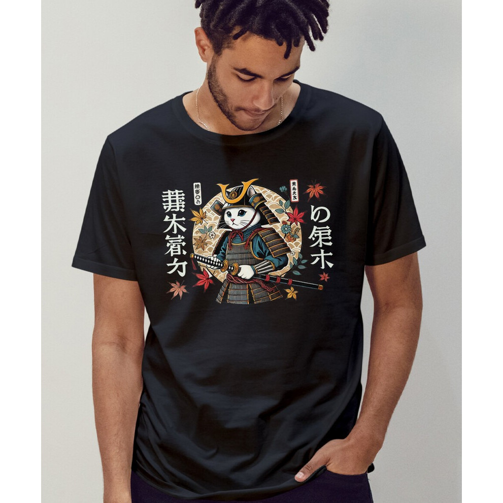 2025新款（純棉現貨）武士貓T恤小貓可愛時尚忍者圖案印花T恤