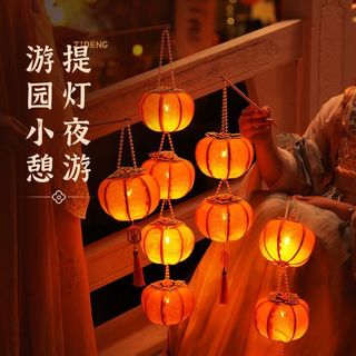 ⚡臺灣出貨⚡新年春節馬年手工兒童手提發光古風燈籠diy元宵節柿子花燈材料包