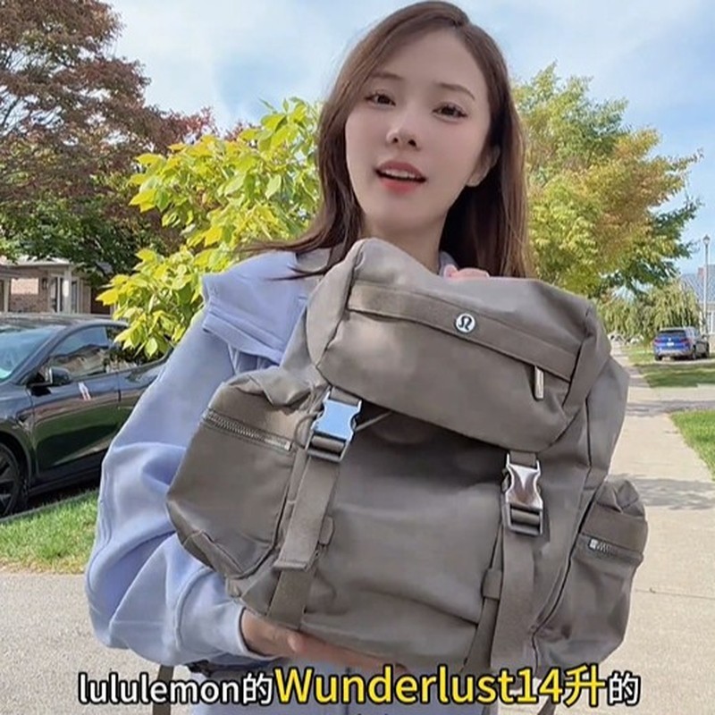 lululemon後背包wunderlust14L蓋帽雙肩背包 背包高級感露露女包